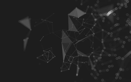 Abstract polygonal space low poly dark background with connecting dots and lines. Connection structure. 3d rendering