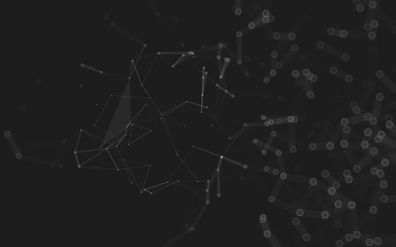 Abstract polygonal space low poly dark background with connecting dots and lines. Connection structure. 3d rendering