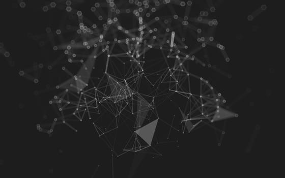 Abstract polygonal space low poly dark background with connecting dots and lines. Connection structure. 3d rendering