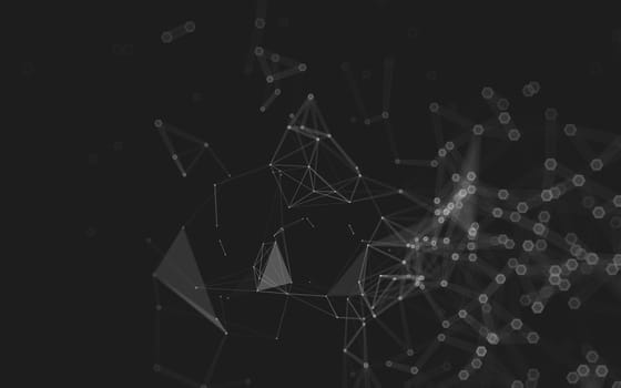 Abstract polygonal space low poly dark background with connecting dots and lines. Connection structure. 3d rendering