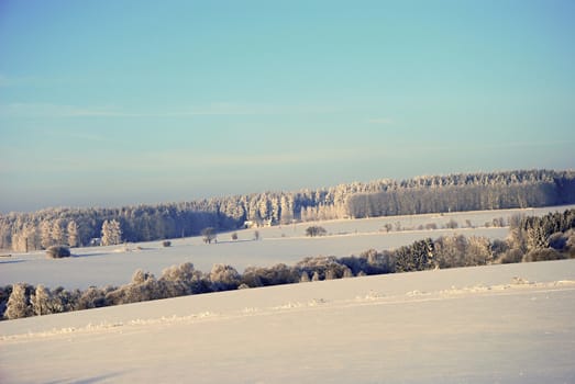Winter scenery in middle of Czech Republic.