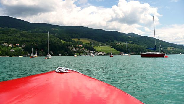 View from the boat in Austrian lake.