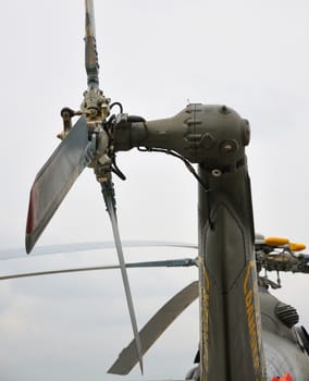 Detail image of helicopter's rear rotor.