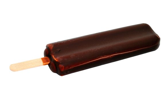 Ice lolly with milk chocolate isolated on white background.