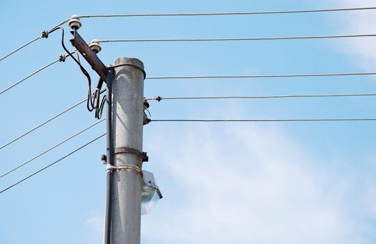 Detail image of power pole with lamp.