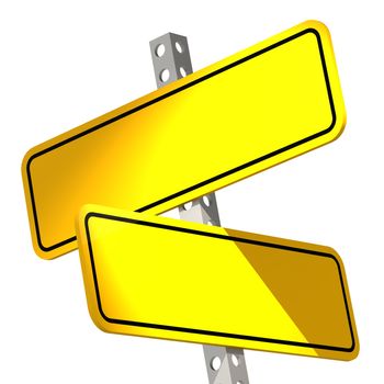 Yellow two road sign isolated image with hi-res rendered artwork that could be used for any graphic design.