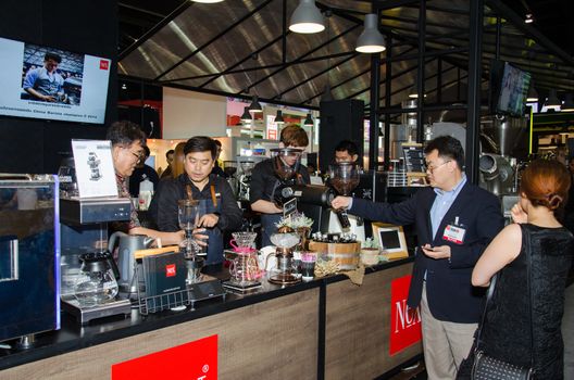 NONTHABURI - MAY 25 : Manufacturer showing products about food industry in during exhibition of THAIFEX - World of food ASIA 2016 on May 25, 2016 in Nonthaburi, Thailand.