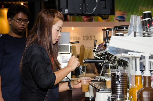 NONTHABURI - MAY 25 : Manufacturer showing products about food industry in during exhibition of THAIFEX - World of food ASIA 2016 on May 25, 2016 in Nonthaburi, Thailand.