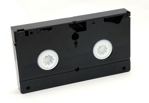 Black video cassette isolated on the white background.