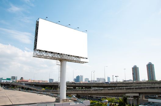 Blank advertising billboard beside Expressway.
Whiteboard for advertising billboard. Put Text or image for advertising.