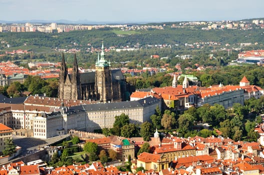 Panorama view to the main city of Czech Republic  Prague.