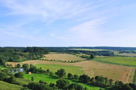 View on the fields and meadow in Middle Bohemia (Czech Republic).

