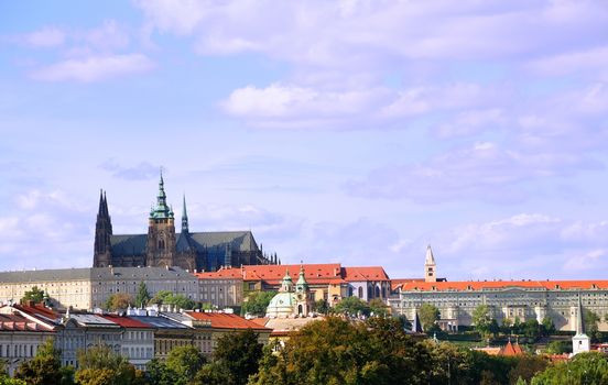 Panorama view to the Prague Castle in Prague , Czech Republic.