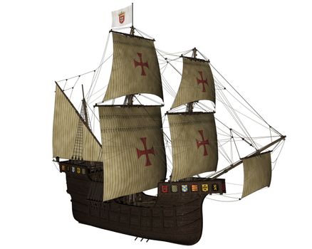 San Buenaventura ship isolated in white background - 3D render