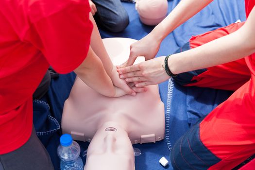 Cardiopulmonary resuscitation - CPR. Chest compression.