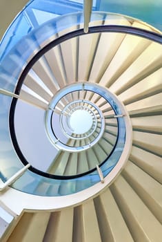 Modern spiral staircase shot from above
