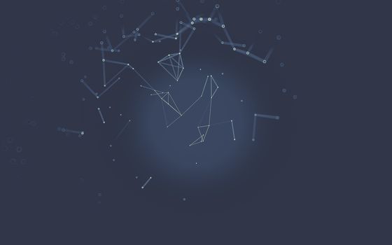 Abstract polygonal space low poly dark background with connecting dots and lines. Connection structure. 3d rendering