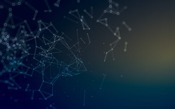 Abstract polygonal space low poly dark background with connecting dots and lines. Connection structure. 3d rendering