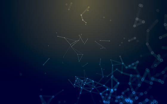 Abstract polygonal space low poly dark background with connecting dots and lines. Connection structure. 3d rendering