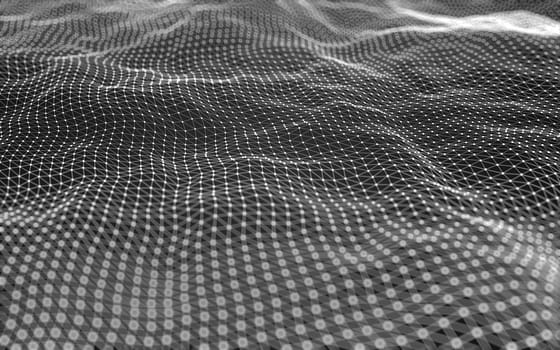 Abstract polygonal space low poly dark background with connecting dots and lines. Connection structure. 3d rendering