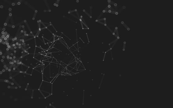 Abstract polygonal space low poly dark background with connecting dots and lines. Connection structure. 3d rendering