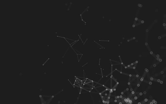 Abstract polygonal space low poly dark background with connecting dots and lines. Connection structure. 3d rendering