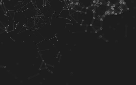 Abstract polygonal space low poly dark background with connecting dots and lines. Connection structure. 3d rendering