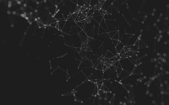 Abstract polygonal space low poly dark background with connecting dots and lines. Connection structure. 3d rendering