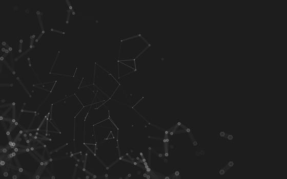 Abstract polygonal space low poly dark background with connecting dots and lines. Connection structure. 3d rendering