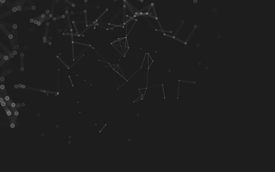 Abstract polygonal space low poly dark background with connecting dots and lines. Connection structure. 3d rendering