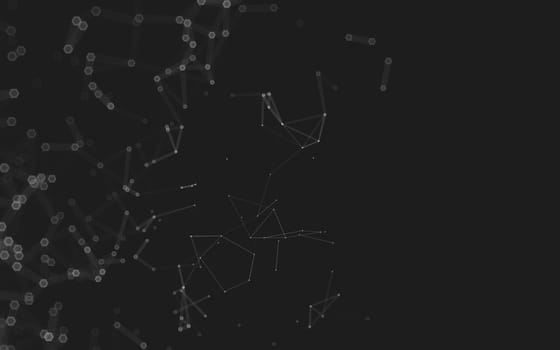 Abstract polygonal space low poly dark background with connecting dots and lines. Connection structure. 3d rendering