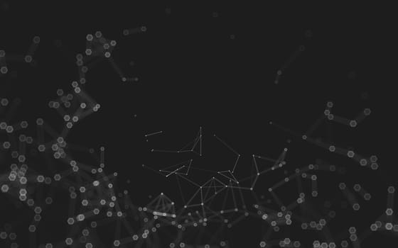 Abstract polygonal space low poly dark background with connecting dots and lines. Connection structure. 3d rendering