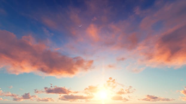 Cloudy blue sky abstract background, blue sky background with tiny clouds, 3d rendering

