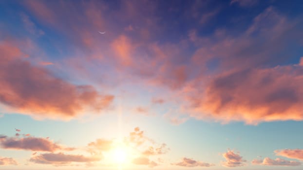 Cloudy blue sky abstract background, blue sky background with tiny clouds, 3d rendering

