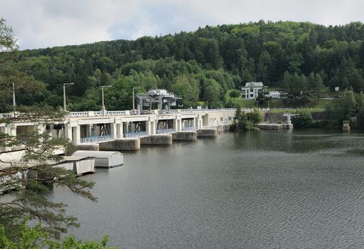 Water dam Slapy on Vltava river in Czech Republic.