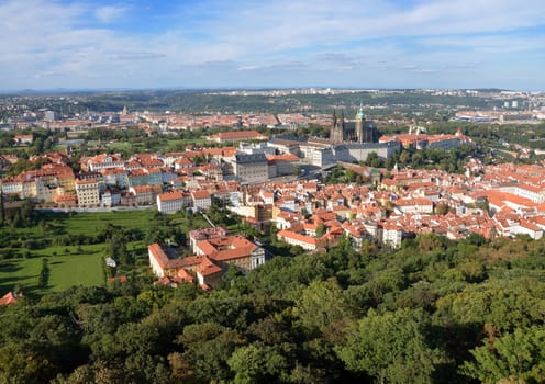 View to the Old town Prague with Prague castle.