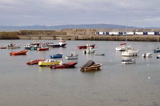 Small harbor in inshore town Portrush - Northern Ireland.