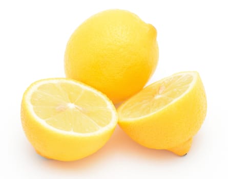 Closeup shot of lemons on the white background.