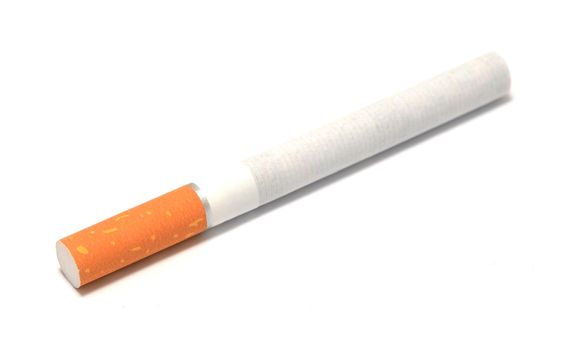 Macro shot of classic cigarette on a white background.