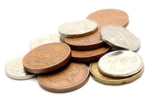 Macro shot of czech coins isolated on a white background.