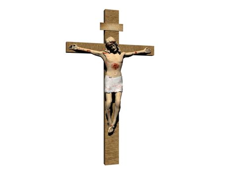 cross with Jesus isolated in white background