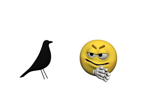 emoticon bad and raven isolated in white background