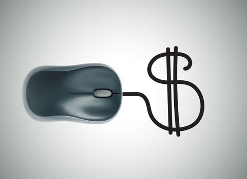 Online money concept with computer mouse and dollar sign