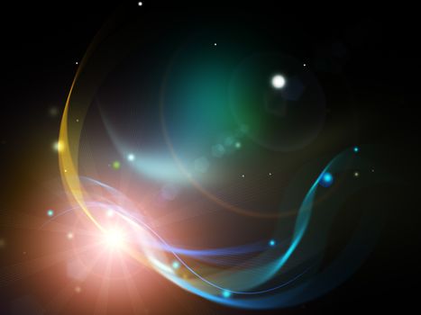 Abstract dark background with spotlight and energy