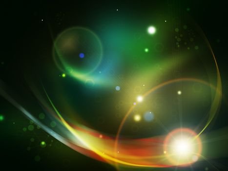 Abstract colorful background with energy waves and molecule