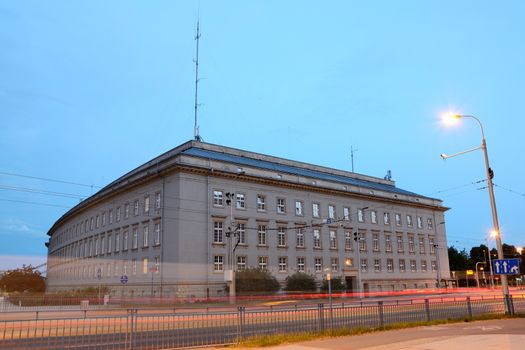 WROCLAW, POLAND - MAY 30: Lower Silesia Provincial Office by dusk. In 2016 Wroclaw is European Capitol of Culture. 