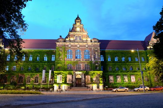 WROCLAW, POLAND - MAY 30: Wroclaw's National Museum, historical building  by night. In 2016 Wroclaw is European Capitol of Culture. 