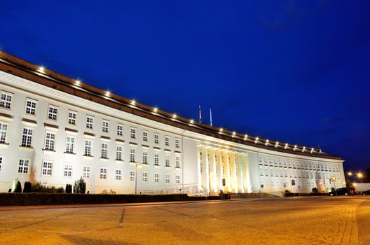 WROCLAW, POLAND - MAY 30: Lower Silesia Provincial Office by dusk. In 2016 Wroclaw is European Capitol of Culture. 