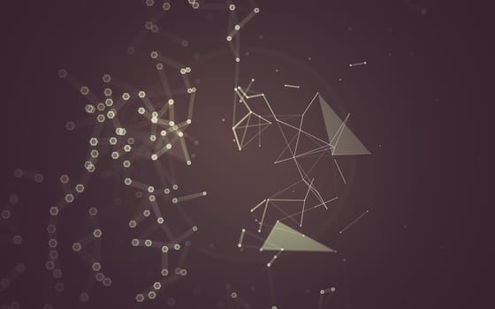 Abstract polygonal space low poly dark background with connecting dots and lines. Connection structure. 3d rendering