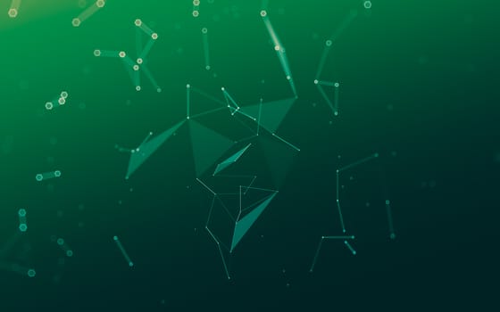 Abstract polygonal space low poly dark background with connecting dots and lines. Connection structure. 3d rendering